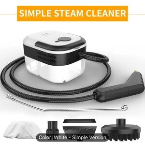 White Simple Steam Cleaner for Home - Multi-Tool Steam Cleaning Kit